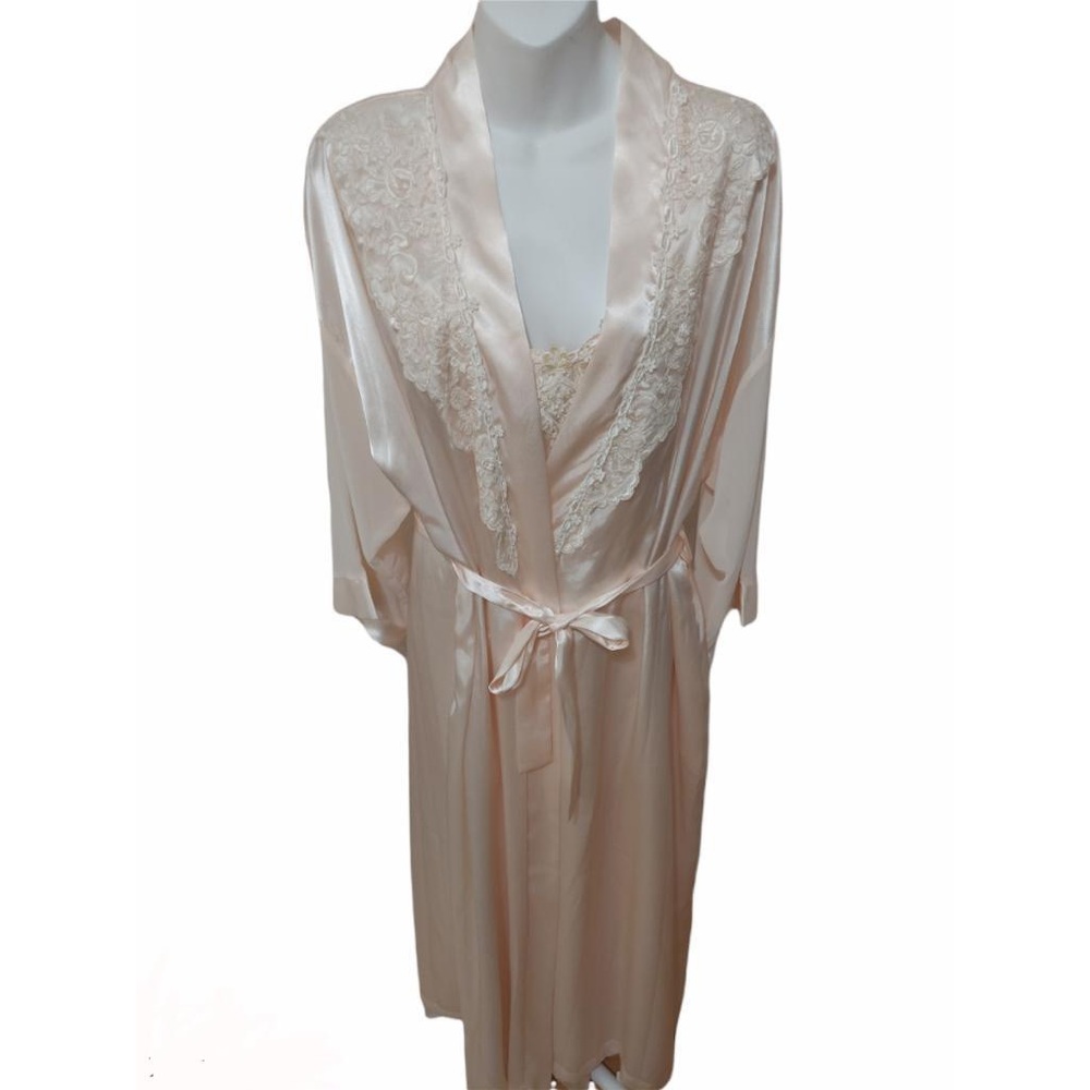 Peignoir Alexandra Nicole Satin Nightgown Lingerie Set Long Nightgown Blush NWT